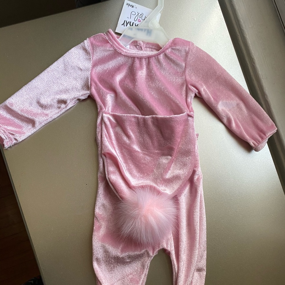 Baby girl pink velvet onesie